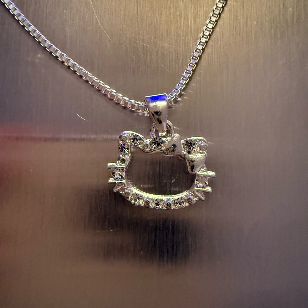 Silver Cat Pendant Necklace